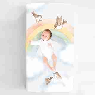 Rookie Humans Arc-en-ciel et oiseaux Drap-housse pour lit de bébé