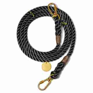 ROPE DOG LEASH - BLACK, MEDIUM
