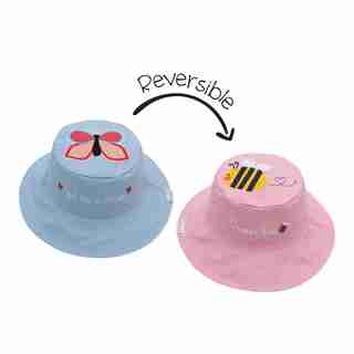 FLAPJACKKIDS REVERSIBLE KIDS COTTON ANIMAL SUN HAT – BUTTERFLY/BEE (2-4 YEARS)