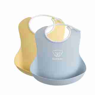 BabyBjorn Baby Bib 2 Pack - Powder Yellow / Powder Blue