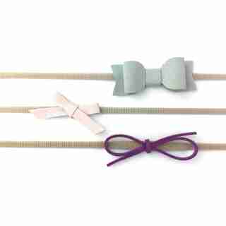 Baby Wisp Headband 3 Pack Mixed Bows Gift Set, Grey/Pink/Magenta 3-12m