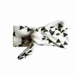 Baby Wisp Top Knot Headband, White with Black Geometric Shapes 3m+