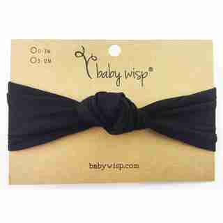Baby Wisp® Baby Headband Nylon Turban Knot Black 3 Months Plus