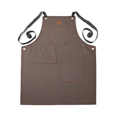 Outset 76472 Canvas Griller's Apron with Multi-Pockets - Brown