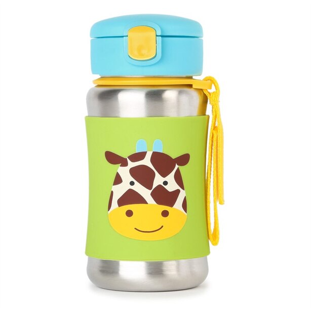 Skip Hop ZOO Stainless Steel Straw Bottle, Giraffe