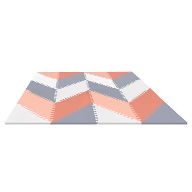 Skip Hop PLAYSPOT Geo Foam Floor Tiles, Grey/Peach