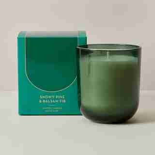 POURED GLASS CANDLE SNOWY PINE AND BALSAM FIR
