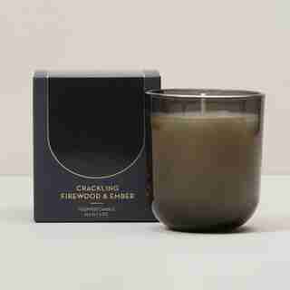POURED GLASS CANDLE CRACKLING FIREWOOD AND EMBER