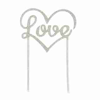 Talking Tables Silver Love Cake Topper