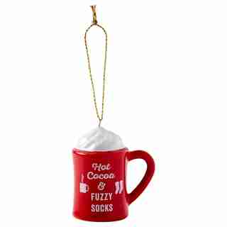 Mini Mug Ornament – Hot Cocoa & Fuzzy Socks