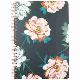 A4 Spiral Notebook Painted Floral Green