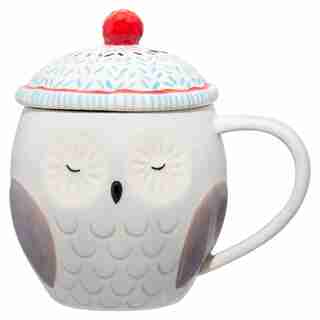 FIGURAL OWL MUG WITH LID