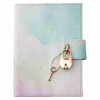 LOCKED DIARY WATERCOLOUR BLUE PURPLE