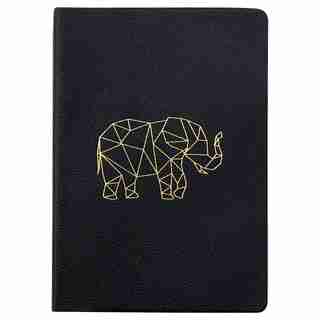 LEATHER JOURNAL GEOMETRIC ELEPHANT BLACK