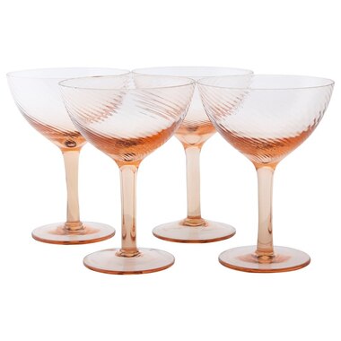 AMBER PINK SWIRL COUPE - SET OF 4