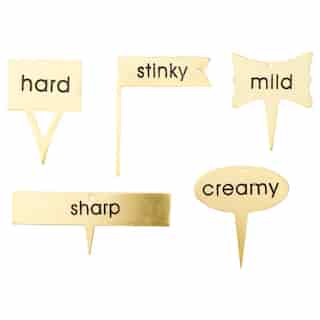 GOLD CHEESE MARKERS - SET OF 5