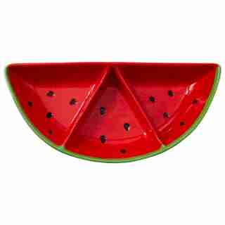 WATERMELON SECTIONED CERAMIC OUTDOOR BOWL