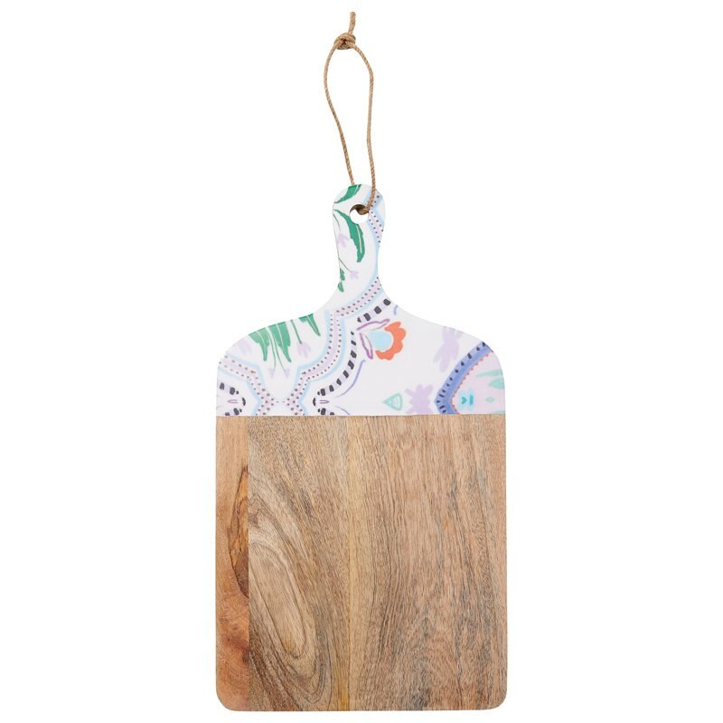 BEACH TILE ENAMEL AND WOOD SQUARE SERVING BOARD