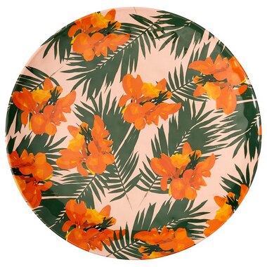 TROPICAL FLORAL MELAMINE ROUND OUTDOOR TRAY