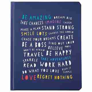 LARGE HARDCOVER JOURNAL REGRET NOTHING BLUE
