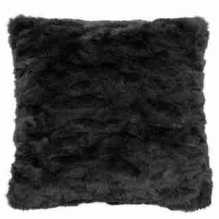 TEXTURED FAUX FUR PILLOW COVER – SOFT CHARCOAL, 18” X 18”