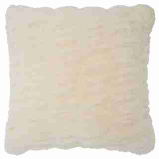 RUCHED FAUX-FUR PILLOW COVER – SNOWFALL, 18” X 18”