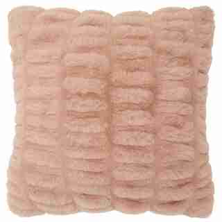 RUCHED FAUX-FUR PILLOW COVER – DUSTY BLUSH, 18” X 18”