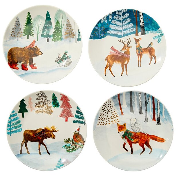 WOODLAND ANIMALS PLATES – SET OF 4