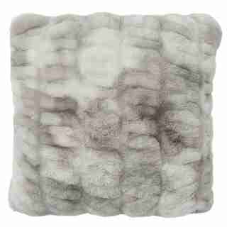 RUCHED FAUX-FUR PILLOW COVER – GREY, 18” X 18”