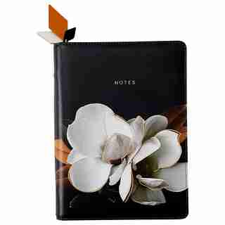 REFILLABLE ZIP JOURNAL WINTER MAGNOLIA BLACK