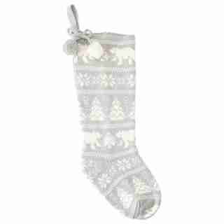 XMAS FAM JAM FAIR ISLE STOCKING – GREY