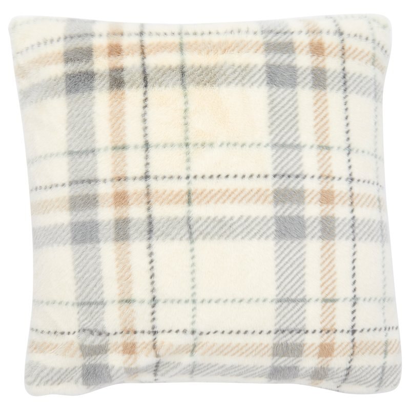 Bearly Plaid Bunny Faux Fur Pillow Cover 18 X 18 By Indigo
