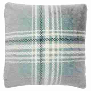 WINTER PLAID BUNNY FAUX FUR PILLOW COVER – 18” X 18”