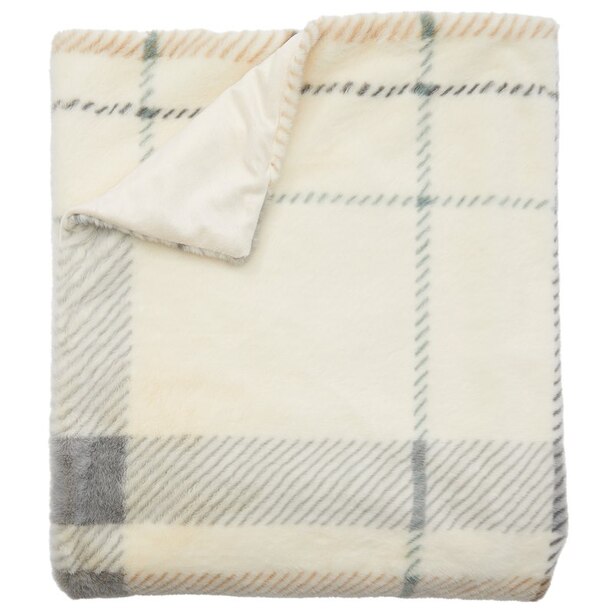 BEARLY PLAID BUNNY FAUX FUR THROW BLANKET
