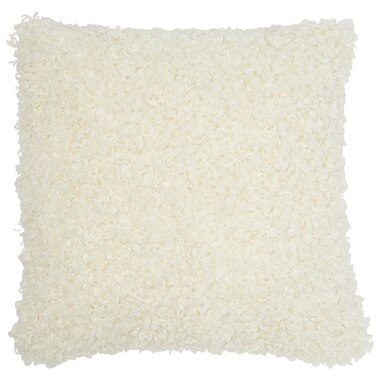 CURLY FAUX FUR PILLOW COVER – IVORY, 18” X 18”