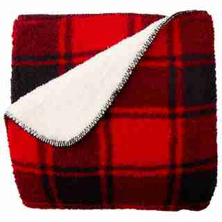 SHERPA FLEECE THROW BLANKET – MACDUFFIES PLAID, RED & BLACK