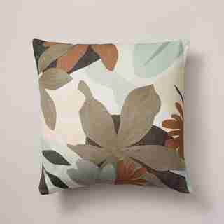 ABSTRACT FLORAL PILLOW COVER – SAGE, 18” X 18”