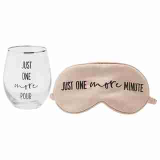 ONE MORE POUR WINE GLASS & EYE MASK SET