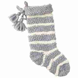 XMAS REVERSE STRIPE STOCKING – CHARCOAL