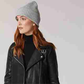LOVE AND LORE RIBBED BEANIE HAT GREY HEATHER
