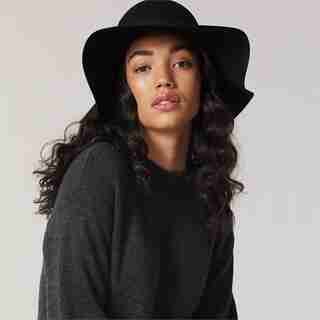 LOVE AND LORE FLOPPY WOOL HAT BLACK