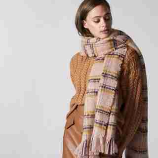LOVE AND LORE CABIN FEVER BLANKET SCARF BLUSH PINK MULTI