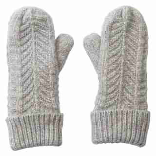 LOVE AND LORE CHEVRON KNIT MITTENS GREY HEATHER