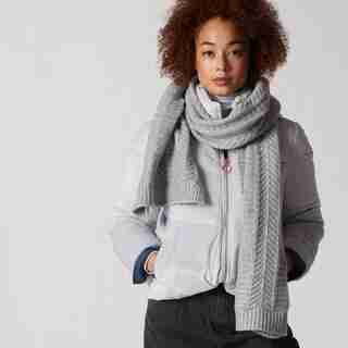 LOVE AND LORE CHEVRON KNIT SCARF GREY HEATHER
