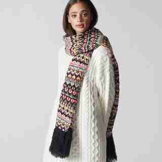 LOVE AND LORE FAB FAIR ISLE KNIT SCARF BLACK