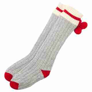 POM POM STRIPE READING SOCKS™ RED