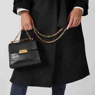 LOVE AND LORE CROC FONTAINE MINI CROSSBODY BAG BLACK