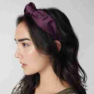 LOVE AND LORE SATIN KNOTTED HEADBAND PLUM