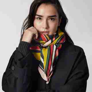 LOVE AND LORE BIAS STRIPE COTTON-WOOL SCARF