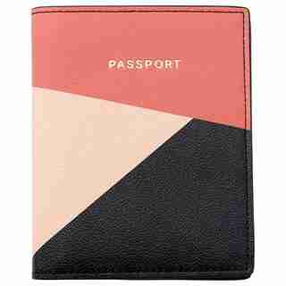 LOVE AND LORE COLOUR BLOCK PASSPORT WALLET RUST AND BLUSH